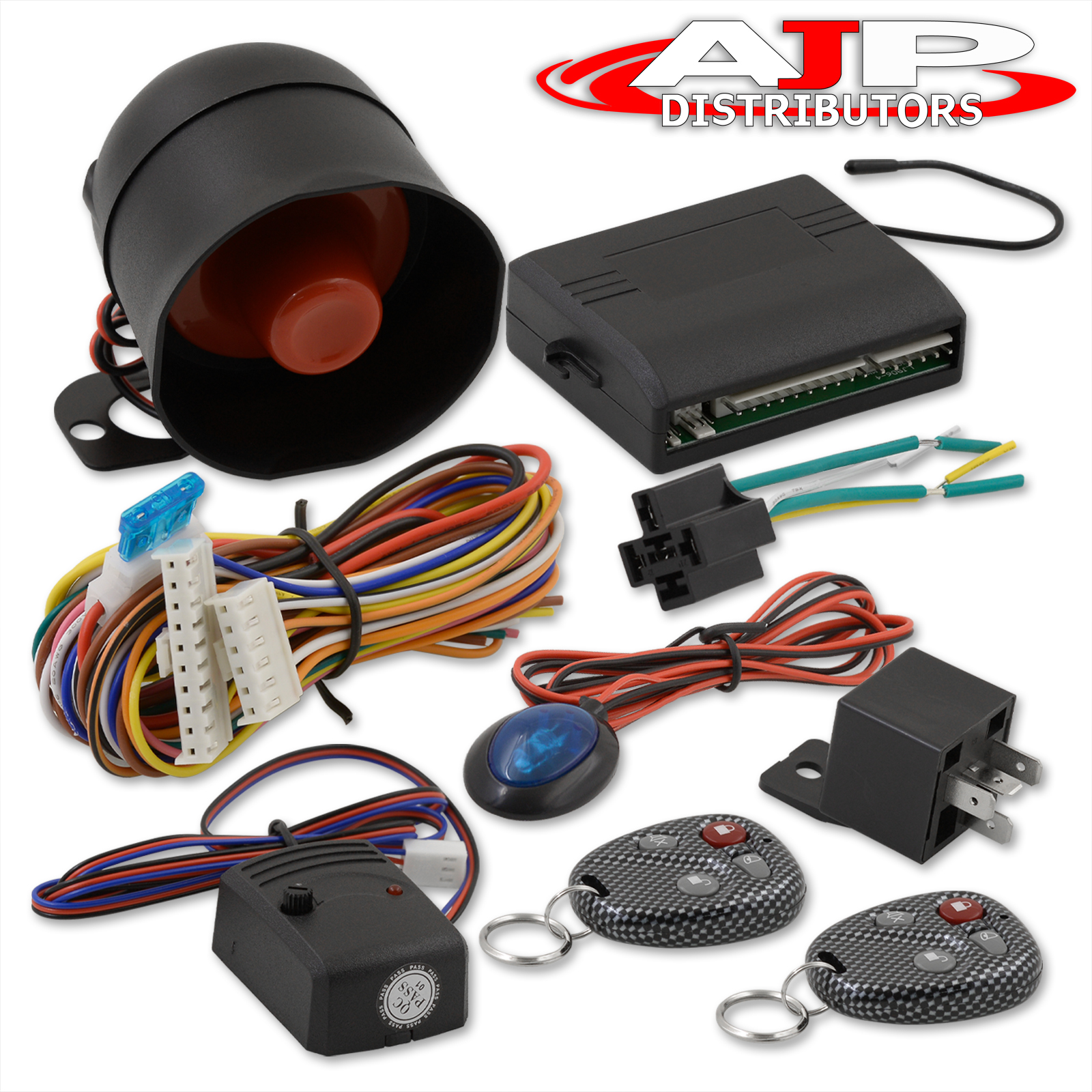 Security Remote Entry Car Alarm System + 2 Carbon Fiber Keys For Chevy GMC  Ford | eBay